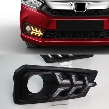 

CSCSNL 1 Pair Flowing Turn Yellow Signal Function 12V Car DRL Lamp LED Daytime Running Light Daylight For Honda Amaze 2018 2019