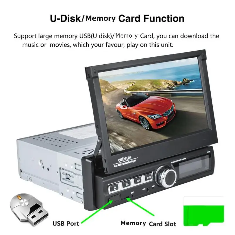 7110S одиночный DIN Bluetooth автомобильный стерео MP5 плеер AUX USB TF FM радио головное устройство 7 дюймов высокоцифровой 800x480 сенсорный экран