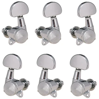 

3R3L Silver Chrome Locked String Tuners Tuning Peg Key Machine Heads Semicircle Button for Acoustic Electric Guitar Lock Schalle