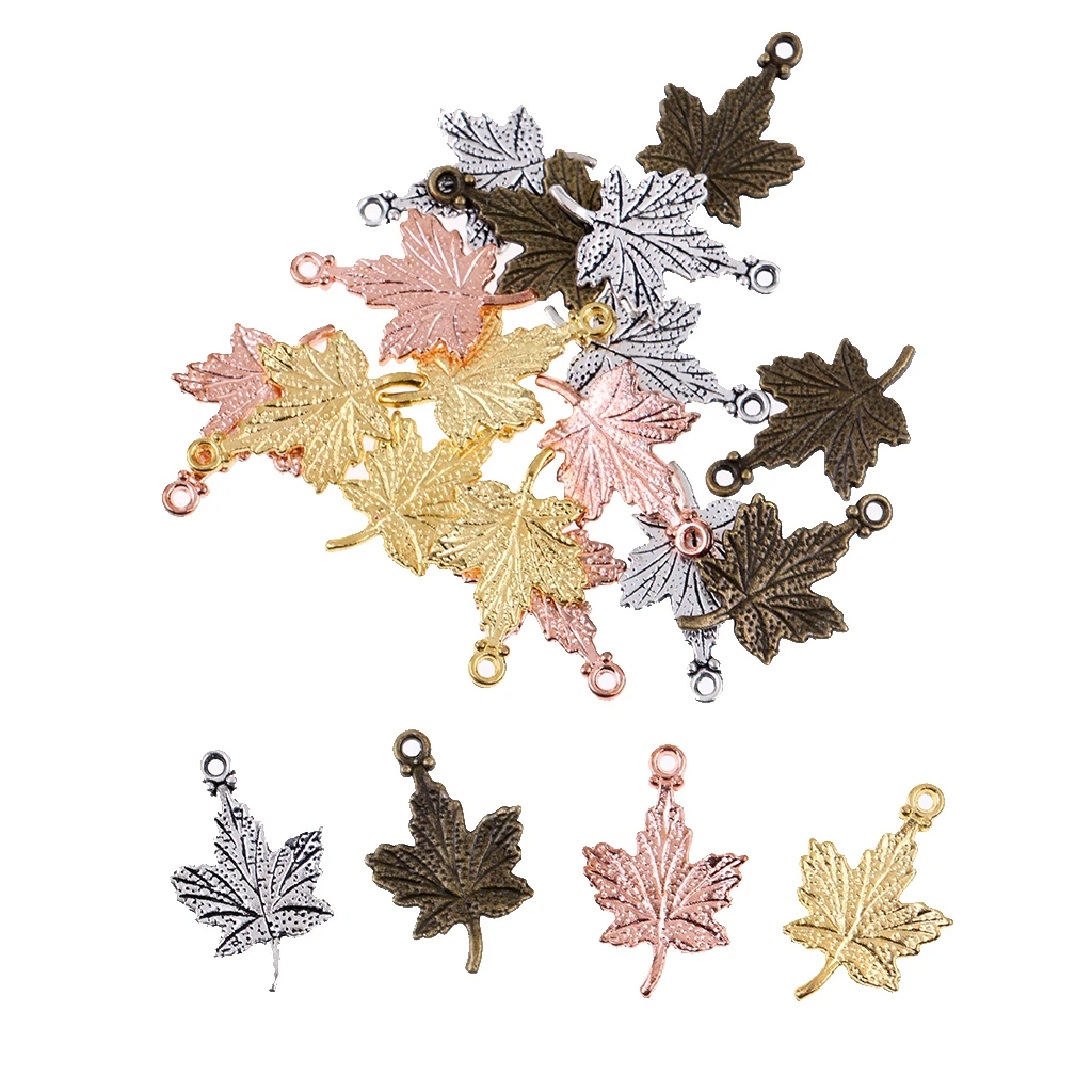 20 pcs Maple Leaf Charms Assorted Colors Fall Nature Jewelry Design Supplies Pendants Fashion Jewelry