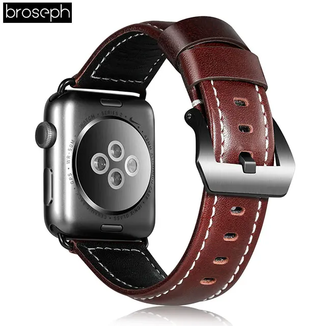 Coffee Кожаный ремешок растительного дубления для Apple Watch 4 ремешка 40 мм 44 мм браслет для iWatch 3 2 1 38 мм 42 мм аксессуары для часов - Цвет ремешка: Coffee