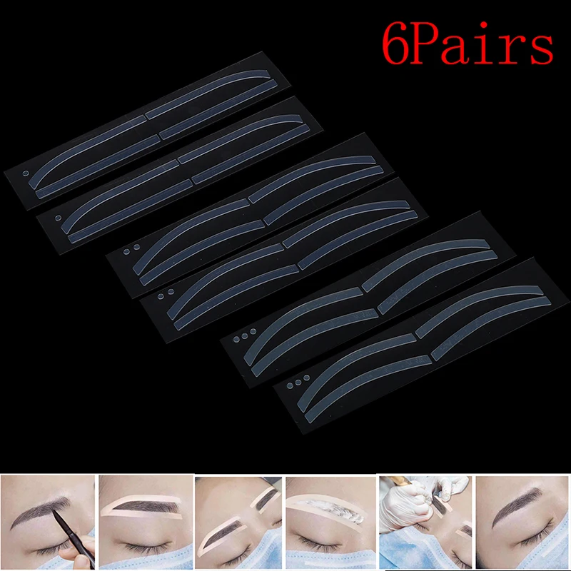 6Pairs Disposable Eyebrow Tattoo Shaping Sticker Auxiliary Template Brow Stencil Makeup New