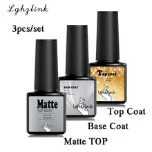 3pcs/set Matte Top Coat and Base Coat For Nail Vernis Semi permanant UV LED Lamp Fast Air Dry Soak Off Gel Polish Lacquer set(China)