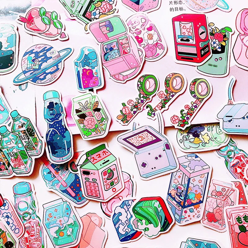 70PCS Girl Pink Dessert sticker DIY scrapbook collage mobile phone computer diary happy plan decoration sticker