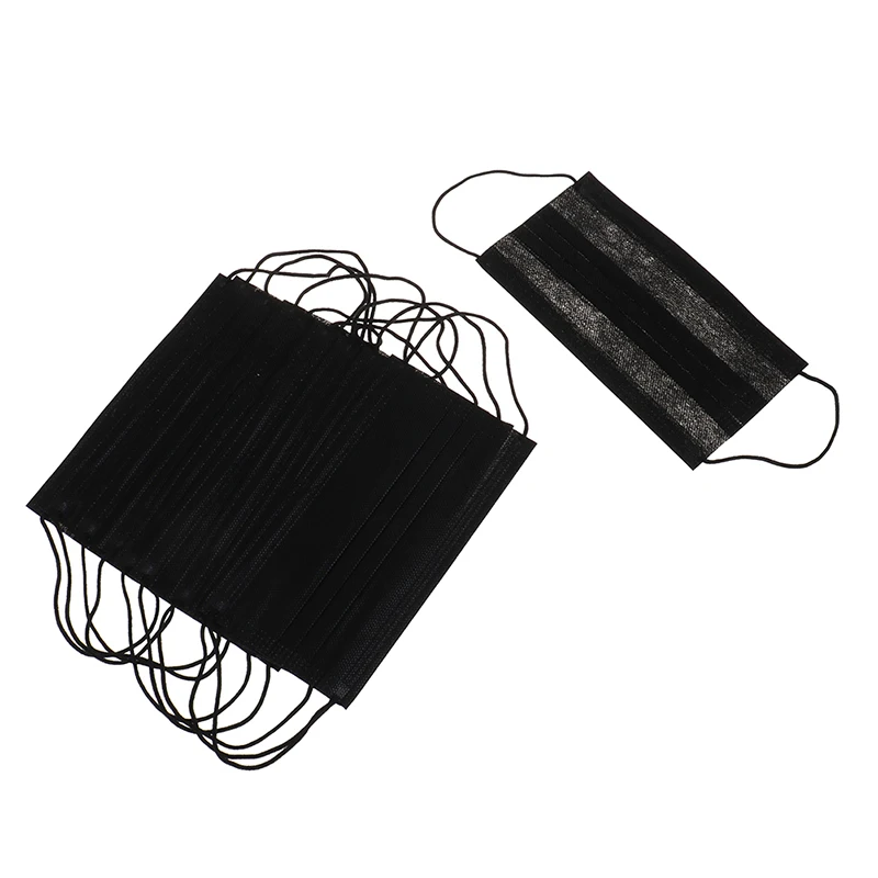 

10Pcs Non-woven Mask Mouth-muffle Flu Face Medical Mask Black Disposable Mouth Mask Black Anti-dust Windproof Masks