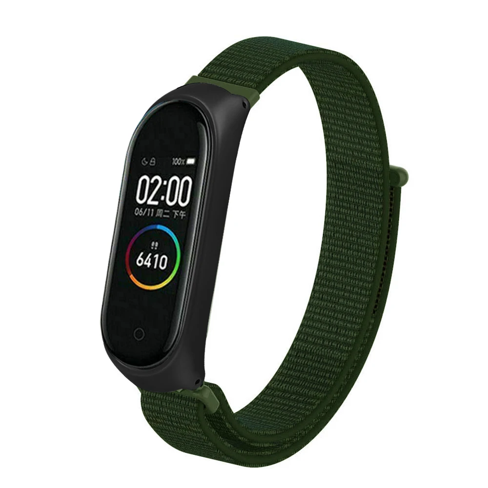 Умный браслет на запястье нейлоновый ремешок для Xiaomi mi Band 3 4 mi Band 4 3 ремешок металлический браслет корпус из нержавеющей стали ремешок на запястье - Цвет ремешка: Green Black