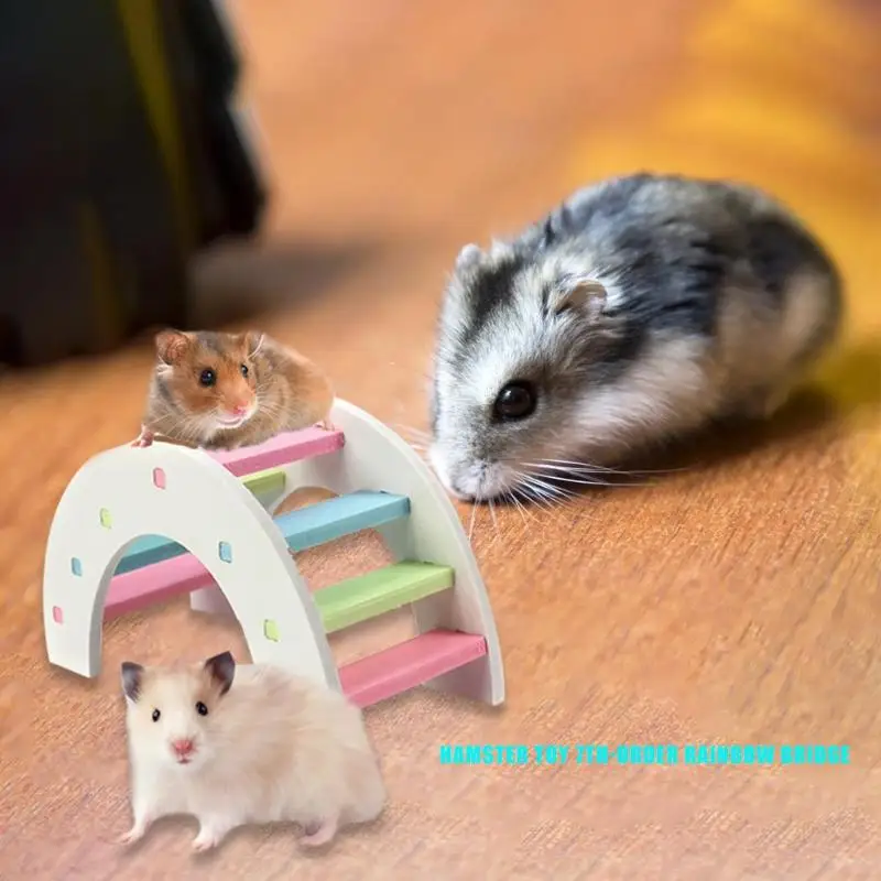 Красочные игрушечные лестницы для хомяка, маленькие животные, животные, дерево, Радуга