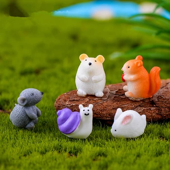 

2020 HOT SALE Micro Landscape Mini Animal Small Hamster Rabbit Snail Succulent Micro Landscape Craft Resin Decoration