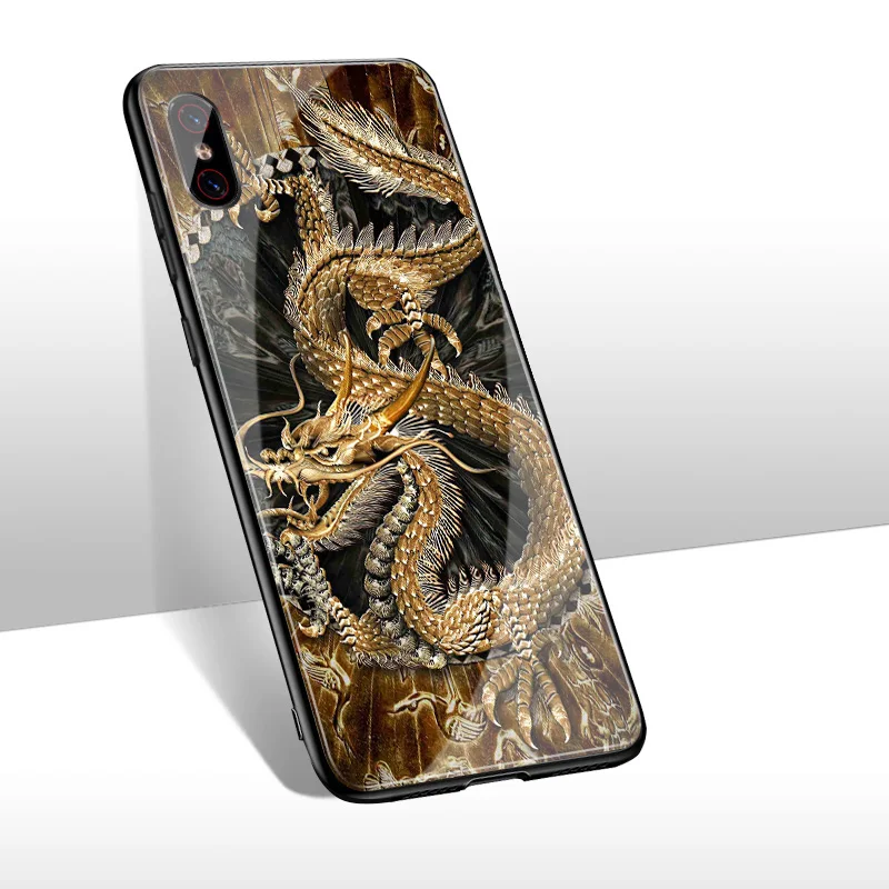 Чехол mi 8Pro китайский дракон Лев волк мир закаленное стекло чехол для Xiaomi 8 Pro explore