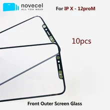 10pcs/lot Original Quality Front Screen Outer Glass for iPhone X XR XS Max 11 12 Pro max 12mini Cracked Glass Lens Replacement