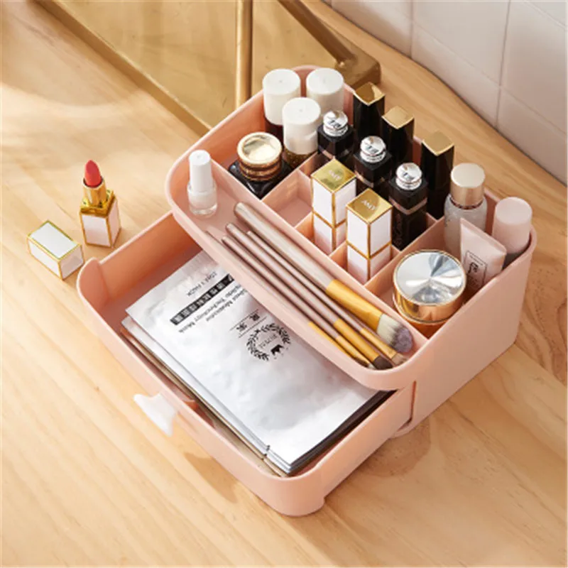 

Cosmetic storage box female student dormitory desktop simple large makeup box dressing table skin care product rack