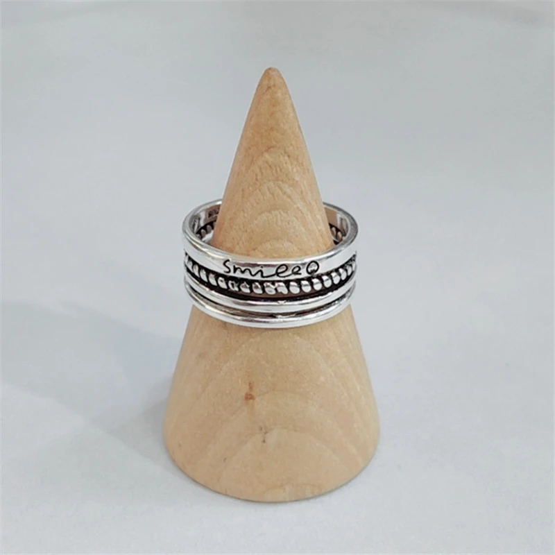 Ретро Версия панк Винтажное кольцо из стерлингового серебра 925 пробы кольцо счастливой улыбки лицо ювелирные изделия женские персонализированные штабелируемые кольца для большого пальца