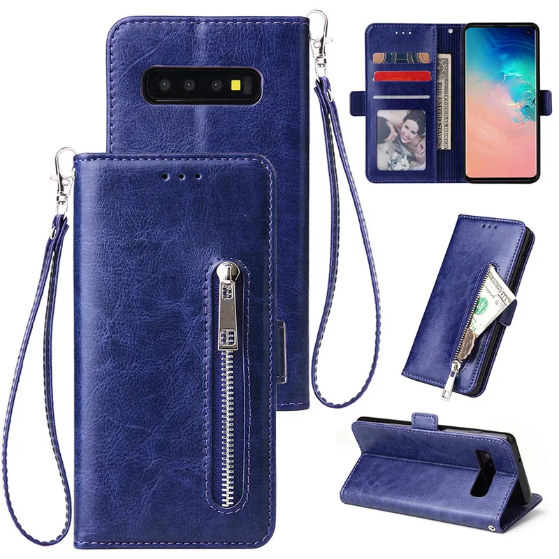 Zipper Wallet Case For Samsung Galaxy S10 S10E S8 S9 Plus Note 10 9 8 Plus Pro Cover For S10 5G A50 A70 A40 A30 A20 A10 M10 Case