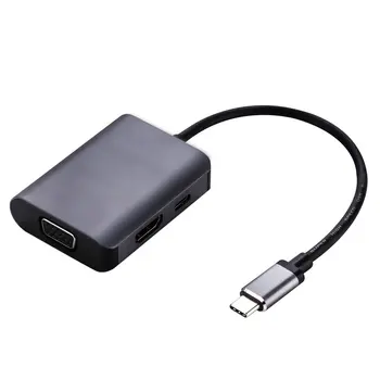 

Type-c to hdmi+vga+PD Charging Trinity Converter Type-c High Definition Video Line Dual Screen Co-display