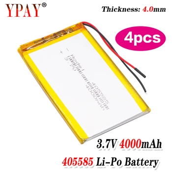 

4pcs polymer battery 3.7V lithium polymer battery 405585 4000MAH game machine MP3 MP4 MP5 lithium battery GPS