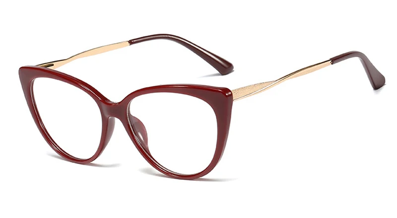 Cat Eyeglasses Women's Frame Half Metal Clear Lens Ladies Glasses Transparent Black Retro Optical Reading Prescription GlasseNX - Цвет оправы: red with clear