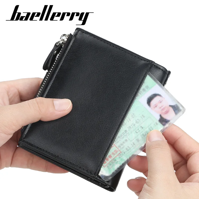 Baellerry винтажный многофункциональный мужской кошелек из искусственной кожи с двойной молнией, держатель для карт, роскошный короткий кошелек, повседневные бумажники
