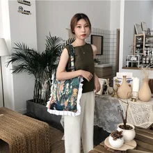 YILE девушка Леди Будда как экологический холст хозяйственная сумка через плечо плиссированная отделка CY25