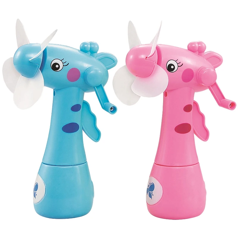 

2 Pcs Mini Fan Cartoon Giraffes Portable Handheld Desk Humidification Kid Toy Handheld Water Mist Fan for Child, 1 Pcs Pink & 1