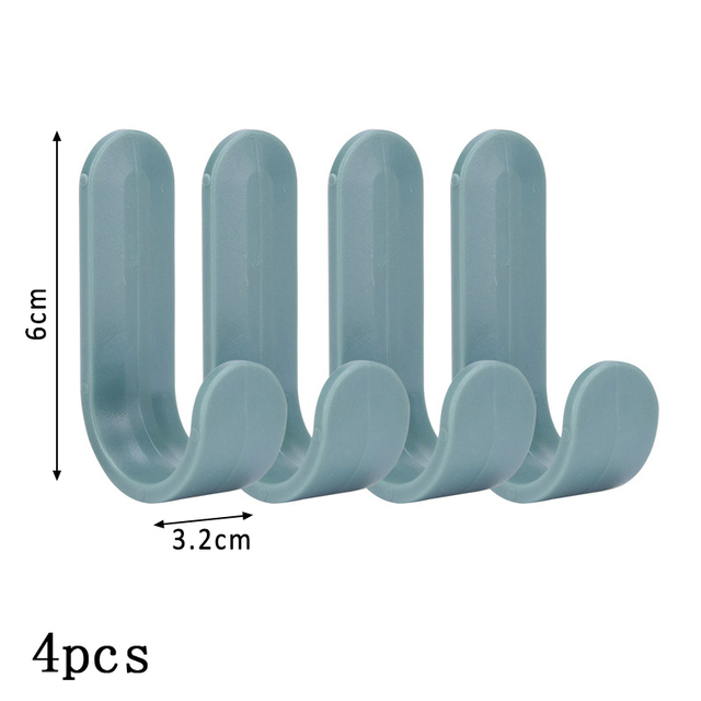 J Shape Self-adhesive Multi Purpose ABS Plastic Home Decoration No Trace Wall Hook Pure Color Nordic Style