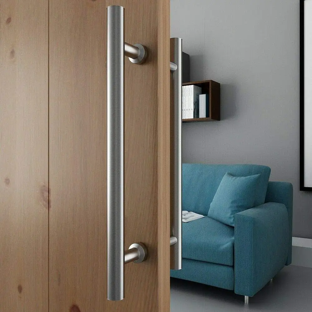 

15-3/4in Stainless Steel Sliding Barn Door Pull Handle Set Double Side Bar Handle Set of 2