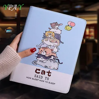 

Tablet Case For New Ipad 10.2 Pro 11 Air 3 pro10.5 Smart Cover Pu Leather Cat Cartoon illustration Protective Case For IPAD 10.5