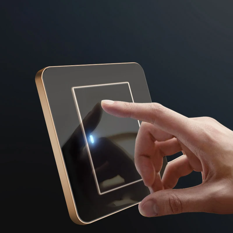 

1 2 3 4 Gang 1 2 Way Press button Cool Black Mirror Light Switch Any Click Point Control Wall Switch Panel With Led Socket