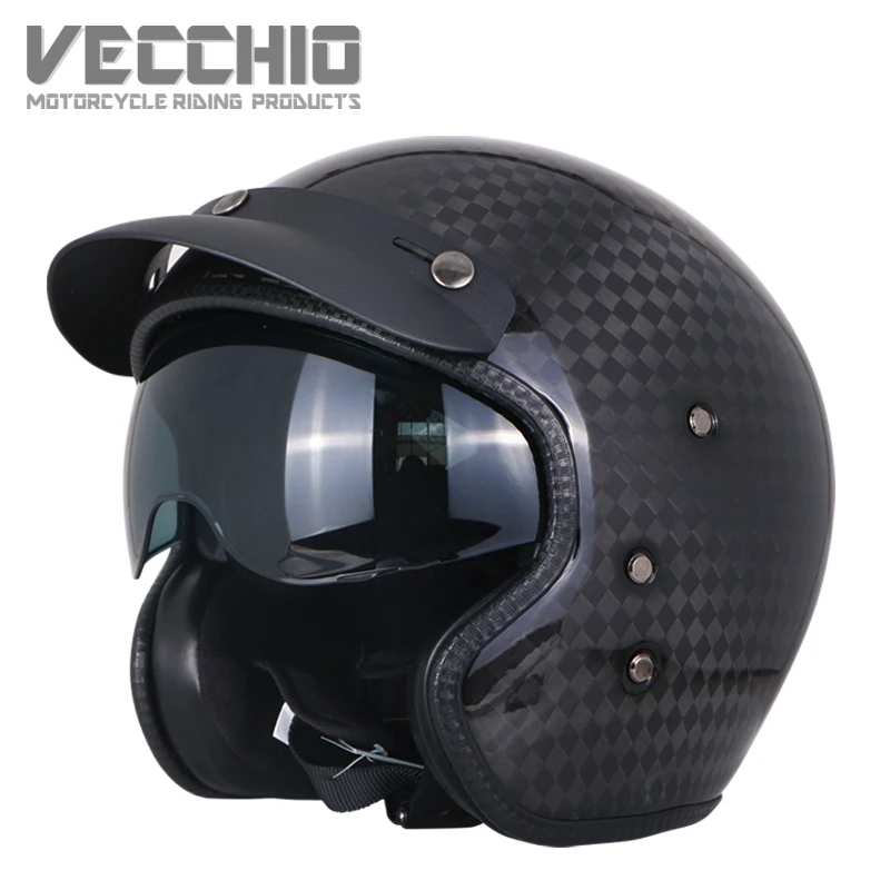 US $148.25 Open face helmet Carbon fiber helmets retro halfhelmet Motorcycle moto vintage casque jet scooter helmet motorhelm capacete moto