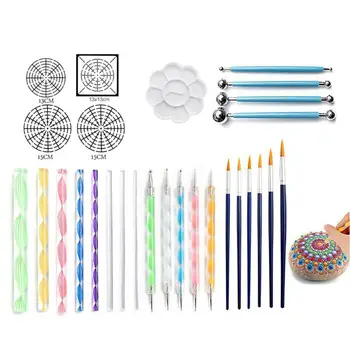 

28Ps Mandala Dotting Tools Kit for Painting Rock Stone Pen Art Paint Stencil Brush