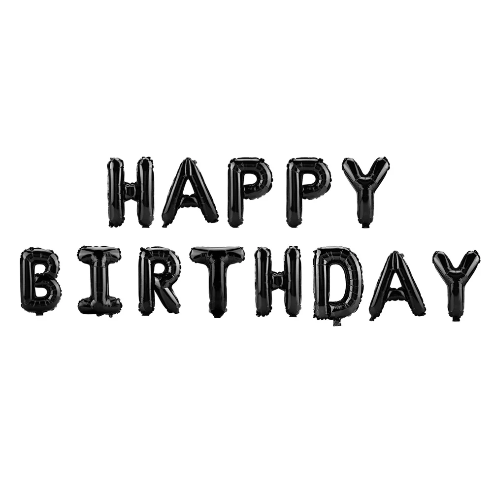 Puseky надувные буквы Фольга английский Happy birthday Алфавит шар День рождения украшения детский душ шарики - Цвет: Black