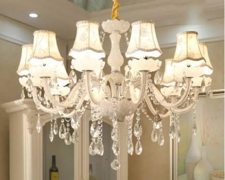 10 Lights with Hat Современный белый Хрустальный люстра светильник s лампа люстры для гостиной спальни светильник хрустальный светильник Lustres de crista светильник ing - Цвет абажура: 10 Lights with Hat