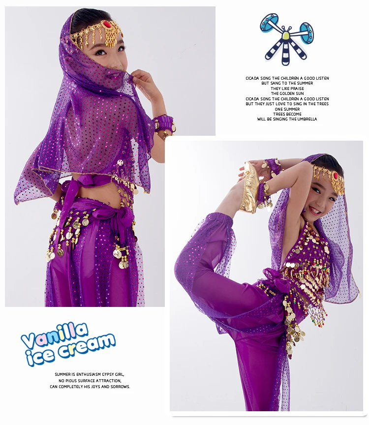 Детский костюм для танца живота, карнавал, Египетский костюм с поясом, детская одежда для индийского танца, одежда для девочек, комплект одежды для танца живота для выступлений в Болливуде