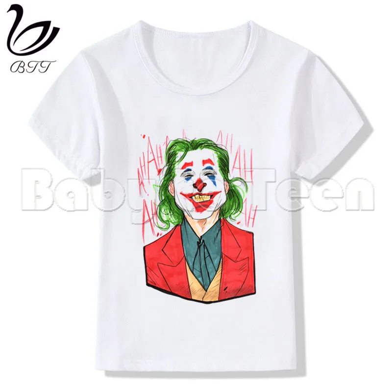 Joker Joaquin Phoenix/белая футболка для маленьких девочек повседневные футболки с короткими рукавами для мальчиков детские модные топы, летняя футболка для девочек