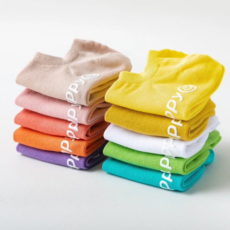 

3 пары детских хлопковых утепленных колготок на счастливые носки летние женские Карамельный цвет, милые хлопковые носки Harajuku Kawaii Новинка носки без пятки, носок с низким вырезом