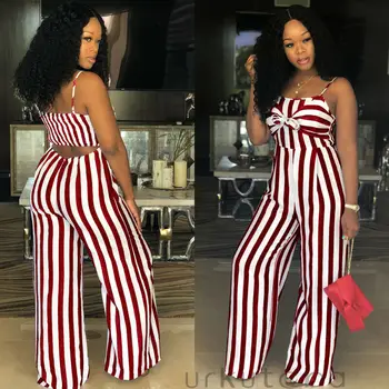 

US Women Sleeveless Stripe Playsuit Ladies Summer Romper Long Jumpsuit Trousers