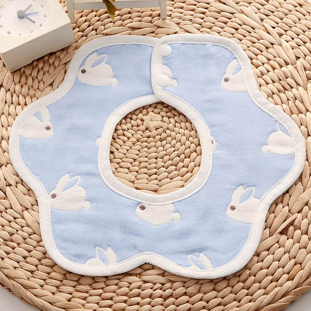 Blue rabbit Детские нагрудники для новорожденных, 6 слоев, 360 градусов, вращающийся лепестковый хлопковый водонепроницаемый шарф для малышей, слюнявчик, полотенце для кормления NTY0066 - Цвет: Blue rabbit