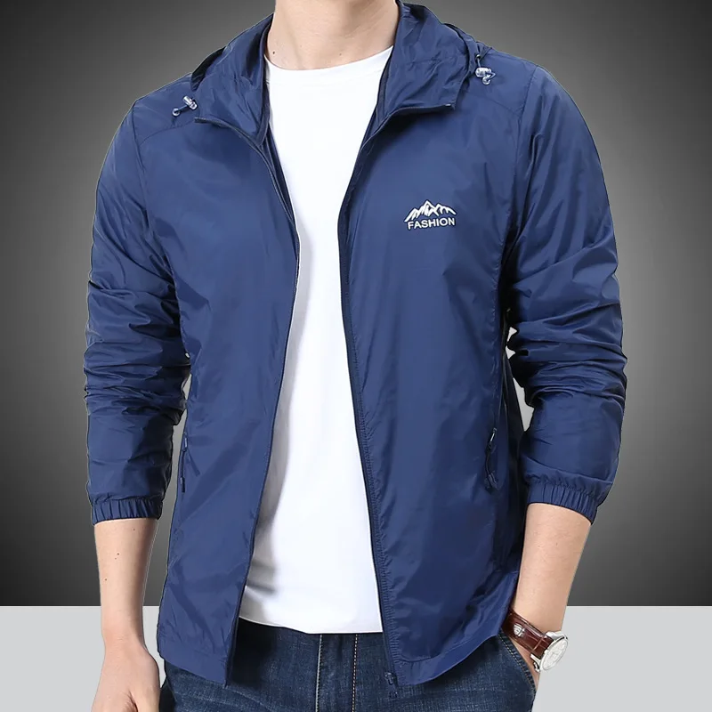 Chaqueta fina de verano para hombre, abrigo impermeable con cuello con  capucha, protección solar, senderismo, escalada, talla M 4XL|Chaquetas| -  AliExpress