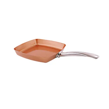 

Frying Pan Red Copper Cookware Ceramic Induction Skillet Induction Nonstick Cooking Oven & Dishwasher Safe Square Kitchen Pot N