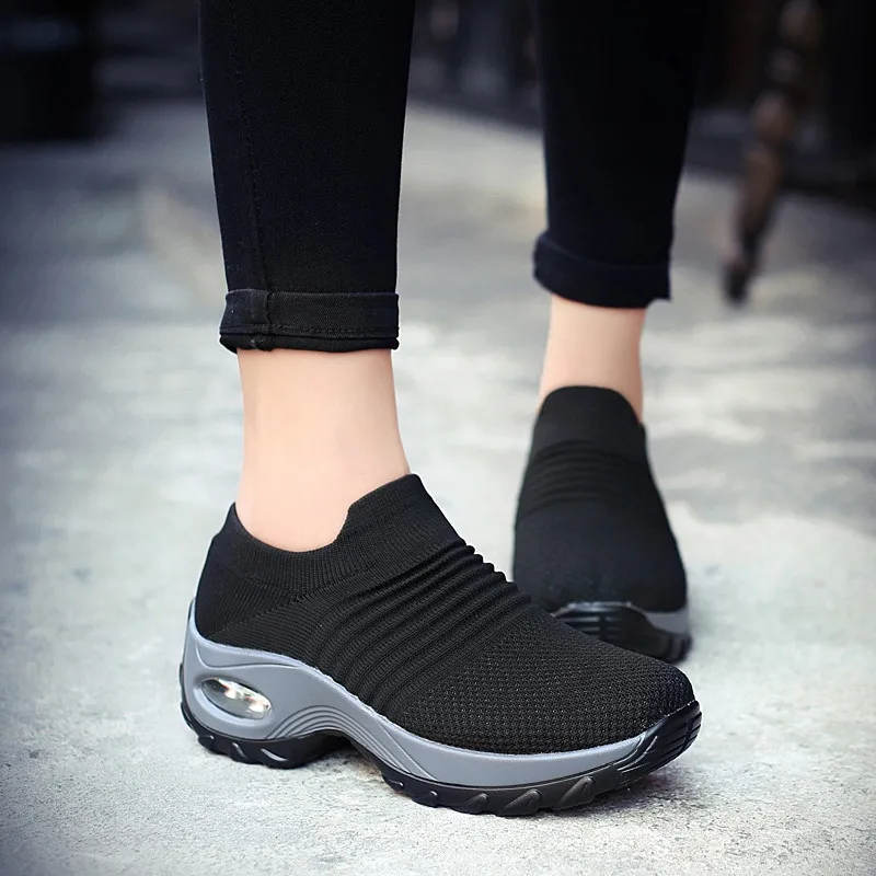 Прогулочные женские кроссовки с сеткой; женская обувь; sapato feminino; обувь для бега; chaussures femme sapatos; спортивная обувь без застежки