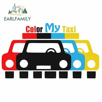 

EARLFAMILY 13cm x 7.4cm for Taxi Car Color Graphics Car Sticker and Decals Waterproof Bumper Wall Trunk Car Body Decoration