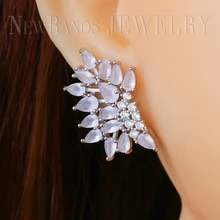 Newranos молочно-белые серьги-гвоздики, серьги с натуральным кристаллом, женские модные свадебные серьги, подарок для подвески для девушки, EGY008