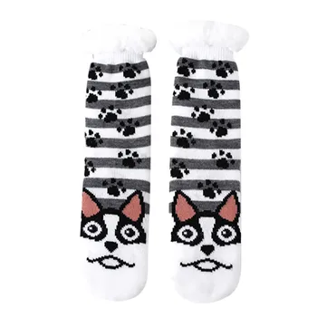 

New Design Adult Women Winter Warm Soft Fuzzy Funny Socks Cozy Fleece Lined Slipper Grippers Bed Socks New Year Socks Gift