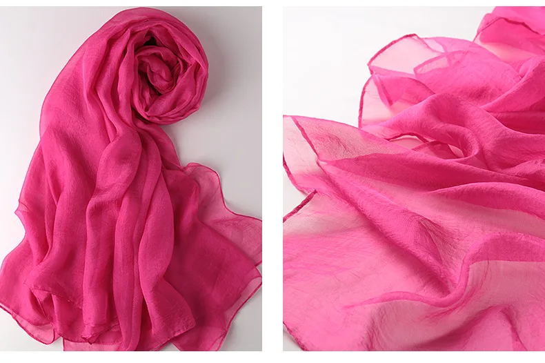 Plus Size 200*150 Cm Womens Solid Color Silk Scarves Long Chiffon Scarf Light Thin Sunscreen Shawl Summer Ladies Beach Scarf