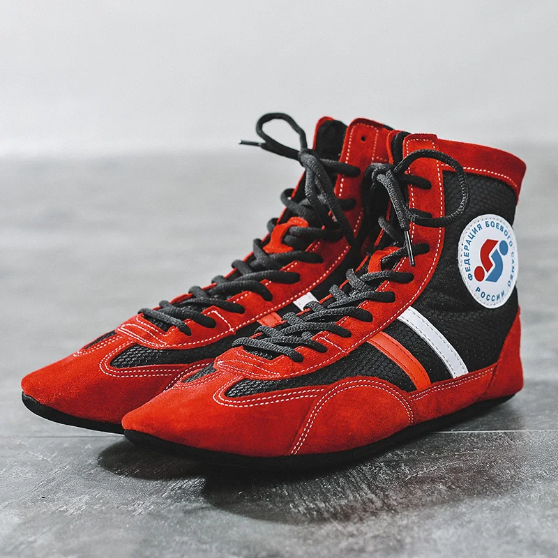 Indoor Soft bottom wrestling shoes Professional Boxing fighting leather Sneakers Training match sports boots Plus Size 30-46