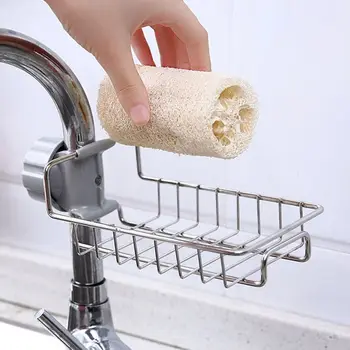 

Stainless Steel Faucet Clip Sink Hanging Storage Rack Holder Dishcloth Clip Shelf Bathroom Kitchen Drain Dry Towel Organizer