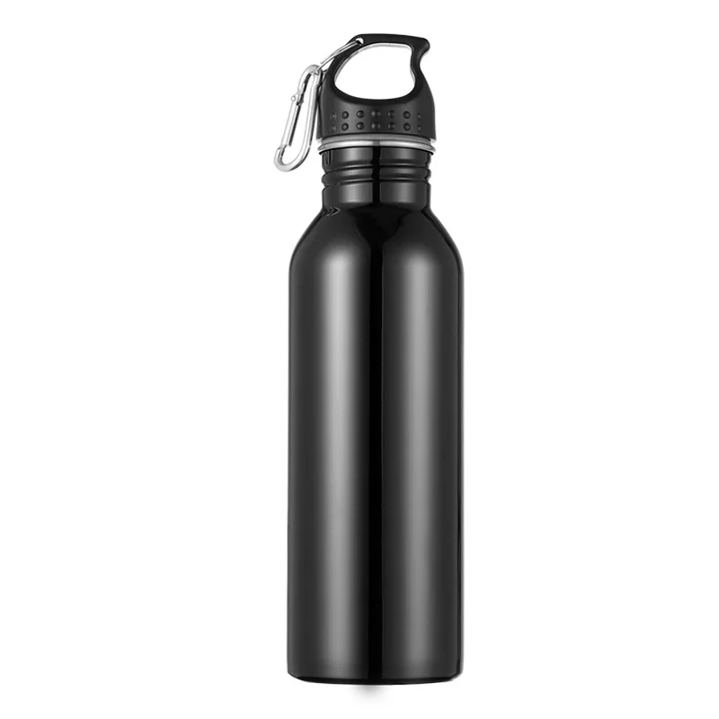 1 шт одна стена 750 мл Высокая емкость нержавеющая сталь Велоспорт Кемпинг бутылка для воды для спорта на открытом воздухе логотип на заказ - Цвет: 1 black