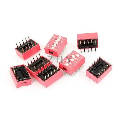 

8 Pieces 2.54mm Pitch 5 Position 10 Pins Slide Type DIP Switches Red