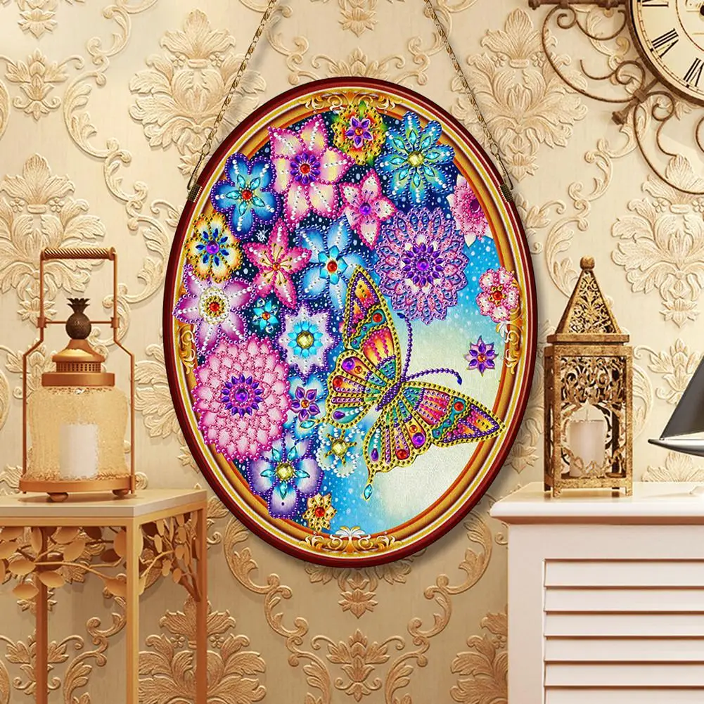 5D DIY Special Shaped Diamond Painting leather Hanging picture Cross Stitch Butterfly Flower Kits Crystal Rhinestone Home Decor | Дом и сад