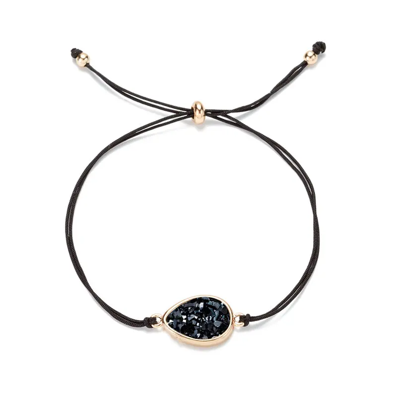 Модный Круглый Druzy браслет Drusy из искусственной смолы Druse камень Регулируемый веревочный шнур браслет ювелирные изделия для женщин/подарок подруге
