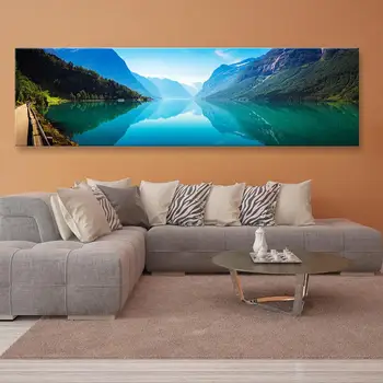 

art Posters lake forest landscape on wall painting Living room home decoration pictures wall art forest canvas Painting no frame